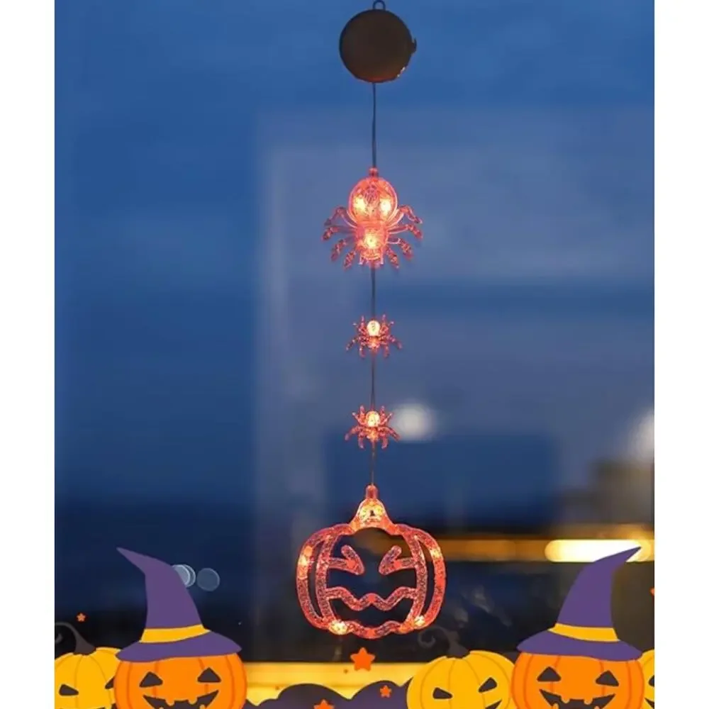 NWT Orange Pumpkin Spider Halloween String Lights Window Light Halloween Decor